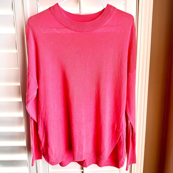 J.Crew Linen Blend Sweater Medium Pink Coral Lightweight Crewneck Pullover - Picture 1 of 8